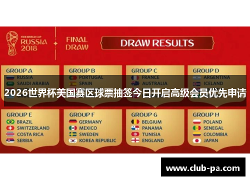 2026世界杯美国赛区球票抽签今日开启高级会员优先申请